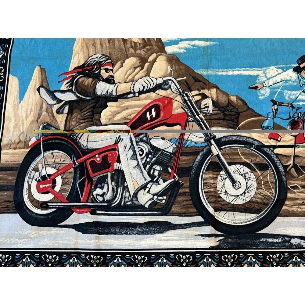Vintage Easyriders David Mann Ghost Rider Tapestry Wall Hanging Biker 57x40